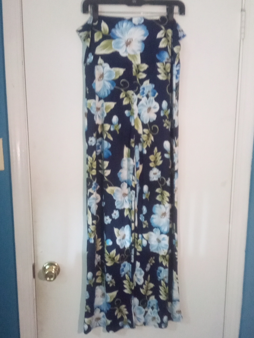 White Mark Navy Floral Wide Leg Pants XL NWT Flowy